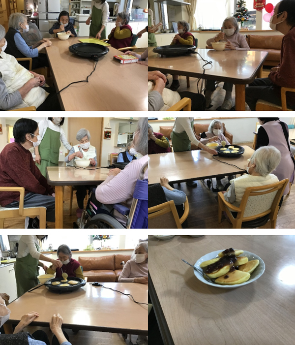 ホットケーキ作りの様子